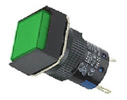 Indicator W/LED-16mm-220VAC-Green square