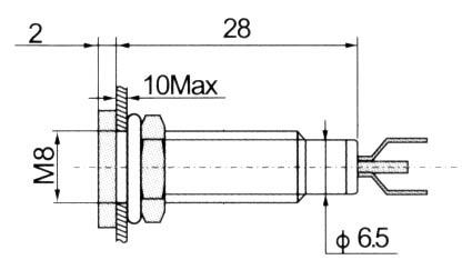Indicator W/Led-8mm-24VAC/DC-Red