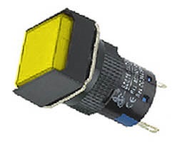 Indicator W/LED-16mm-220VAC-Yellow square