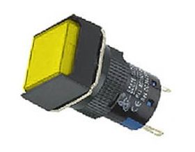 Indicator W/LED-16mm-24VAC/DC-Yellow SQUARE