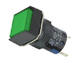 Indicator W/LED-16mm-24VAC/DC-Green SQUARE