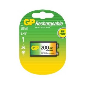 GP rechargeable batteries 9V NiMh 200 mAh