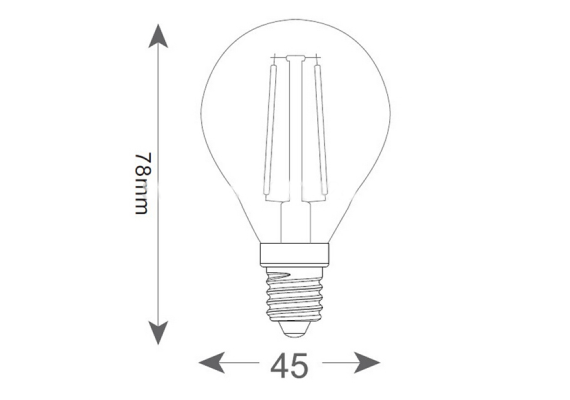 Filament E14 Λάμπα Led G45 4W 400Lm Θερμό λευκό