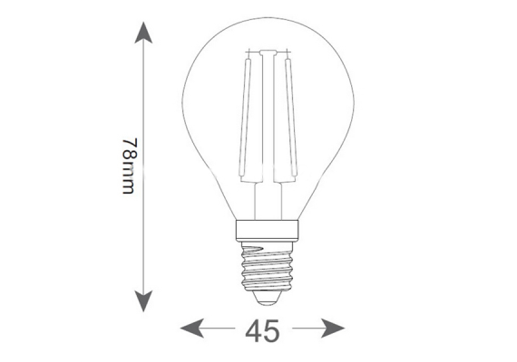 Filament E14 Λάμπα Led G45 4W 400Lm Ψυχρό λευκό
