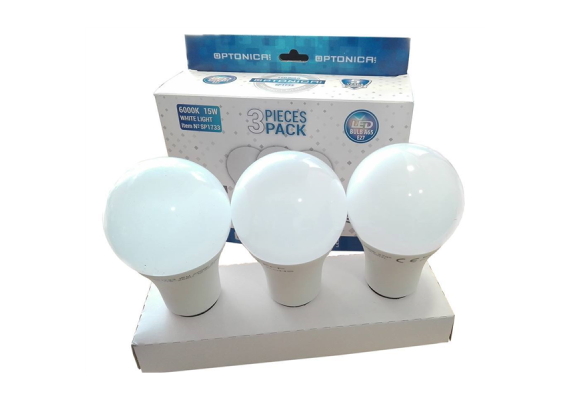 E27 Led Λάμπα A65 1320Lm Πακέτο 3 Τεμαχίων 15Watt Θερμό λευκό