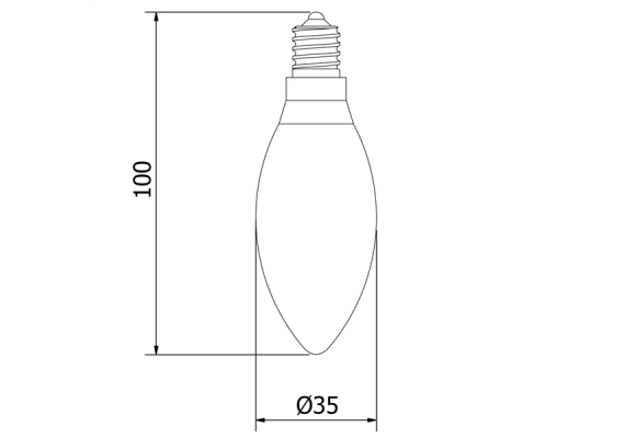 Filament E14 Λάμπα Led Κερί 4W 400Lm Θερμό λευκό Dimmable