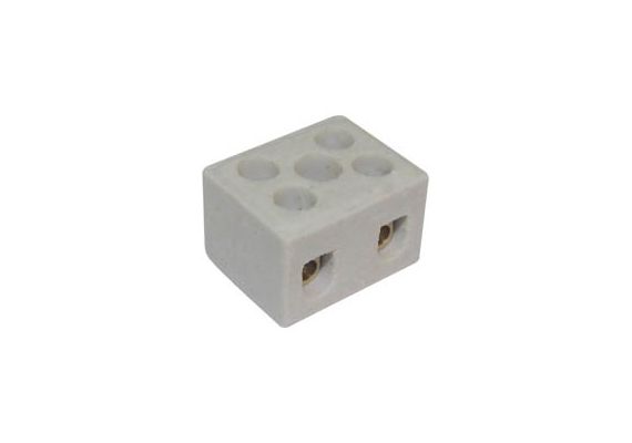 PORCELAIN TERMINAL BLOCK 10A 2P 8-10mm² WITH HOLE 600°C 1025