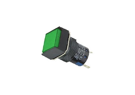 Indicator W/LED-16mm-220VAC-Green square