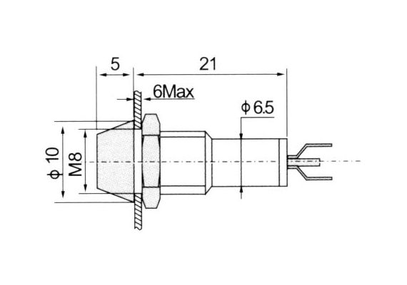 Signal Lamp W/LED-8mm-6~220V-Yellow