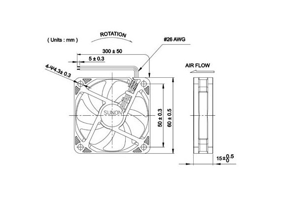 AIR FAN PANEL 60X60X15mm 12VDC