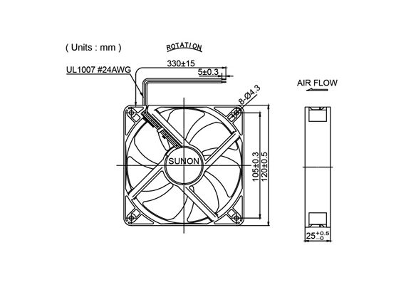 AIR FAN PANEL 120X120X25 12Vdc