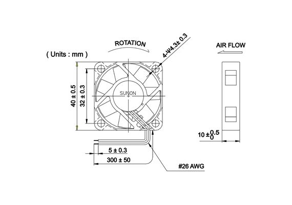 AIR FAN PANEL 40X40X10mm 12VDC