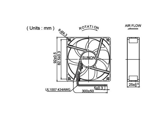 AIR FAN PANEL 92X92X25mm 110V