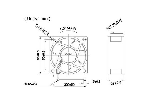 AIR FAN PANEL 60X60X25mm 12VDC