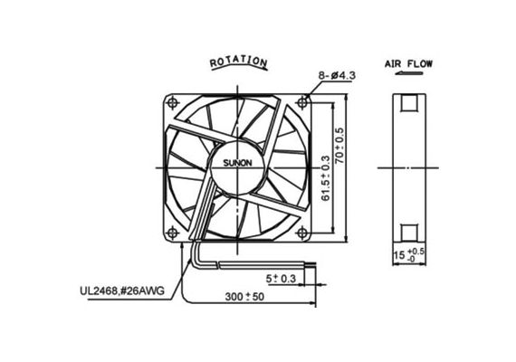 BEARING FAN 12VDC 70X70X20 EE70201S3 LOW SUN 