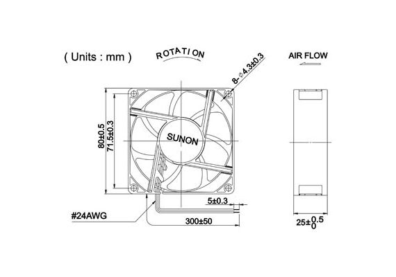 AIR FAN PANEL 80X80X25 24VDC